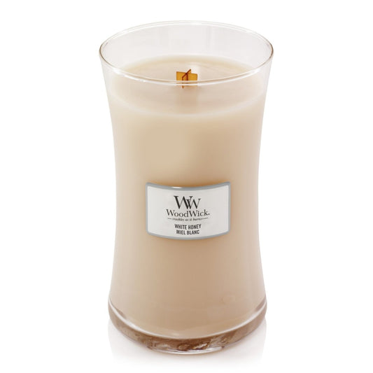Candela Clessidra Grande, White Honey Wood Wick - Kōdō.boutique