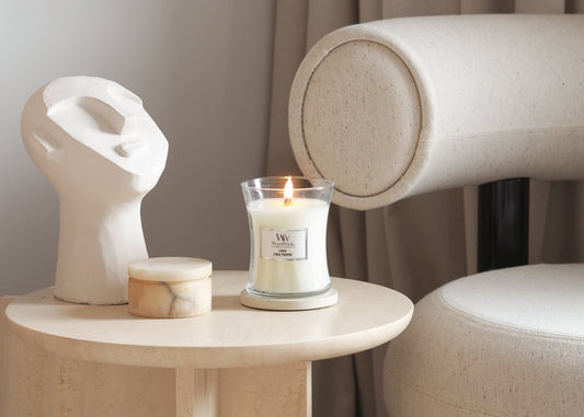 Candela Media Clessidra, Linen Wood Wick - Kōdō.boutique