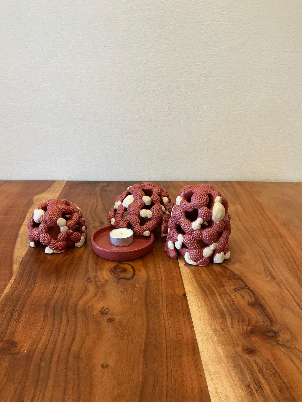 Portacandele decorativo in Gres "Corallo"