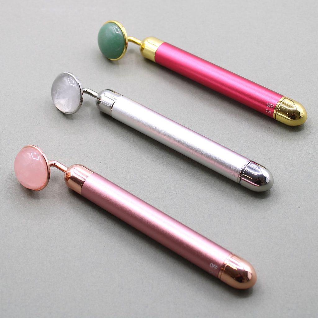Massaggiatore vibrante per il viso — Quarzo rosa