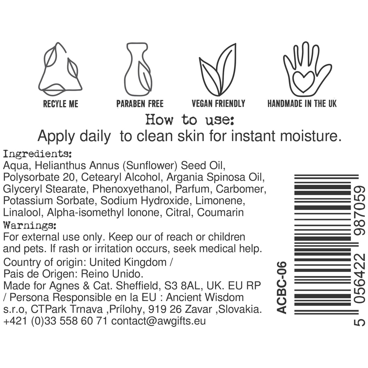 Crema mani e corpo Agnes + Cat — Provenza — 300 ml