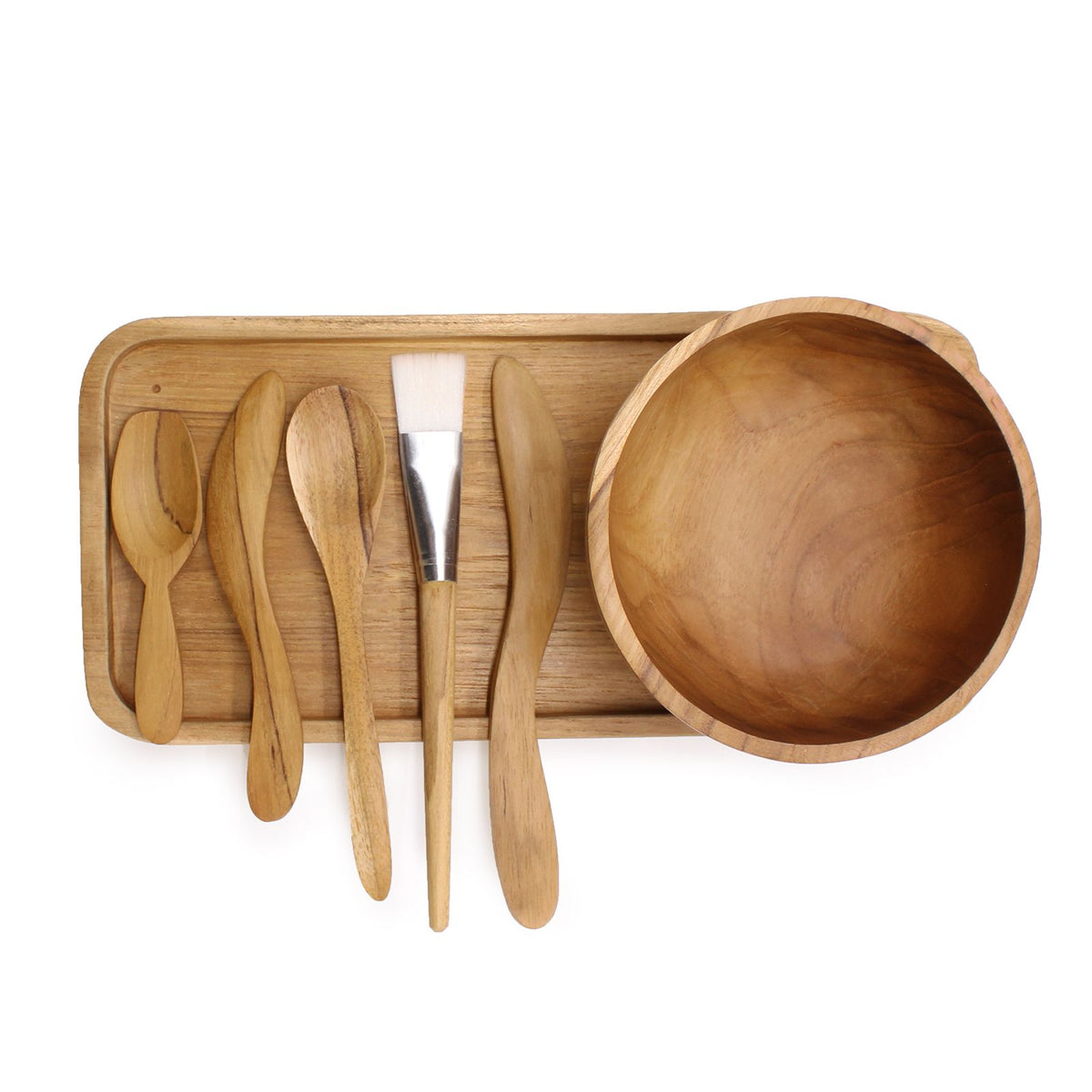 Set in teak per applicare argilla e cera