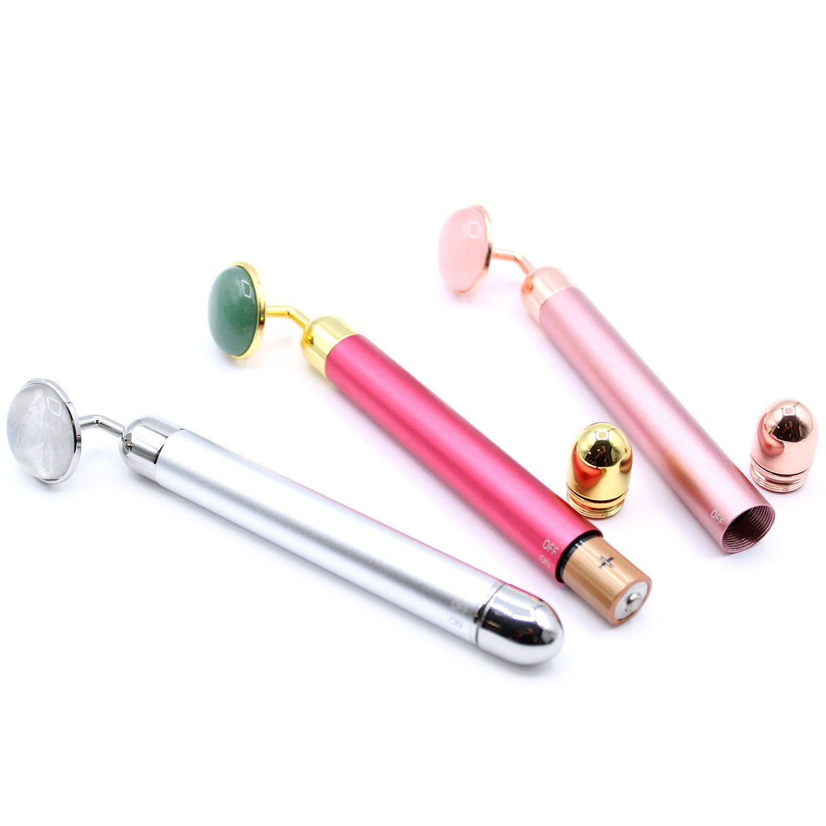 Massaggiatore vibrante per il viso — Quarzo rosa
