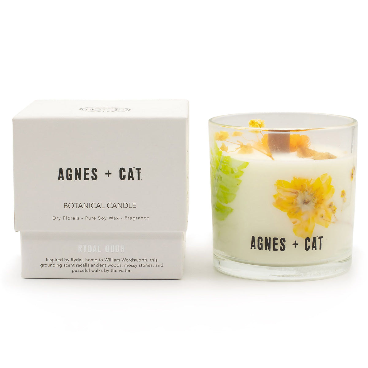 Candela botanica in cera di soia Agnes + Cat — Oud di Rydal