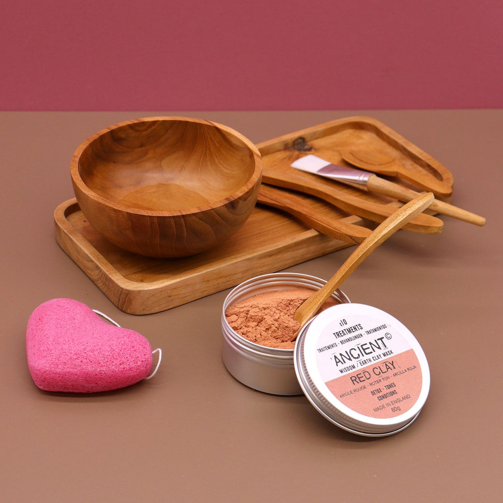 Set in teak per applicare argilla e cera