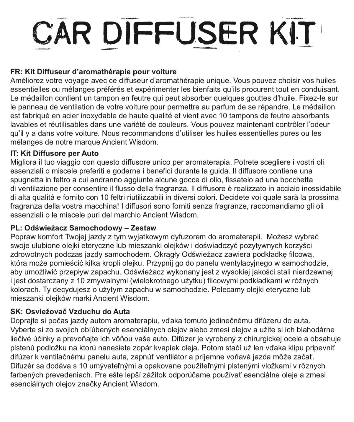 Diffusore per auto — Fiore della Vita — 30 mm