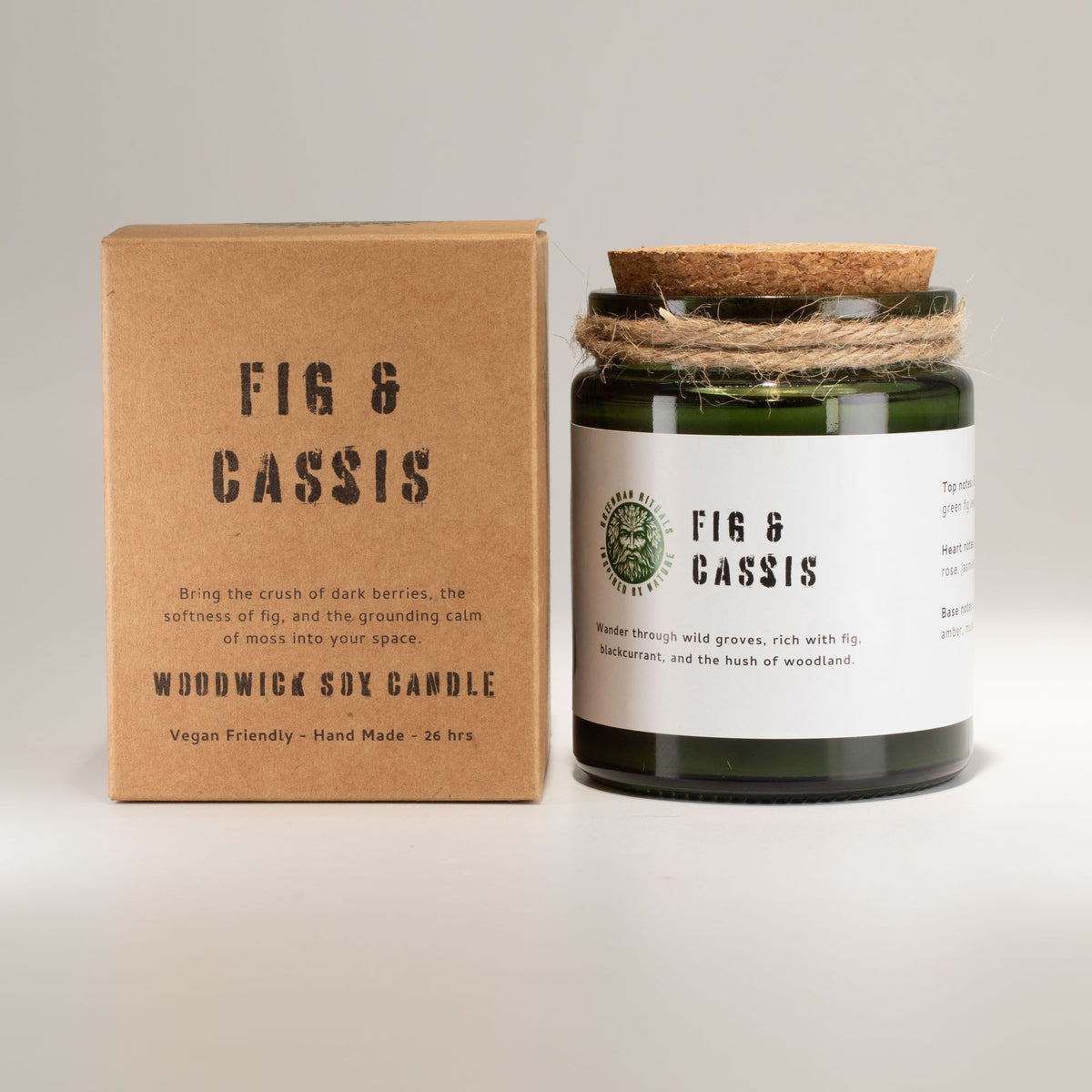 Candela in cera di soia Greenman — Fico e ribes nero