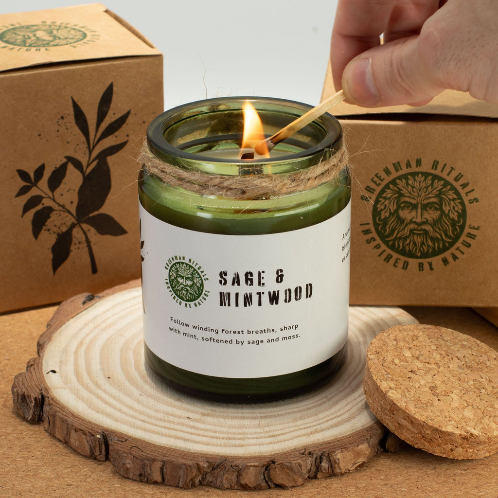 Candela in cera di soia Greenman — Lavanda selvatica