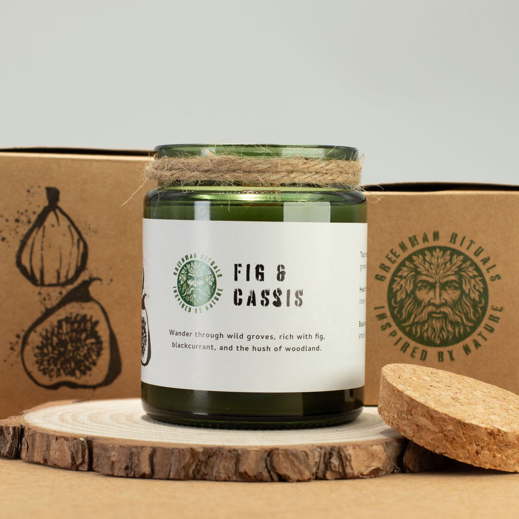 Candela in cera di soia Greenman — Fico e ribes nero
