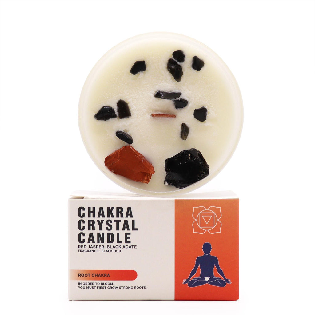 Candela Chakra con cristalli — Radice