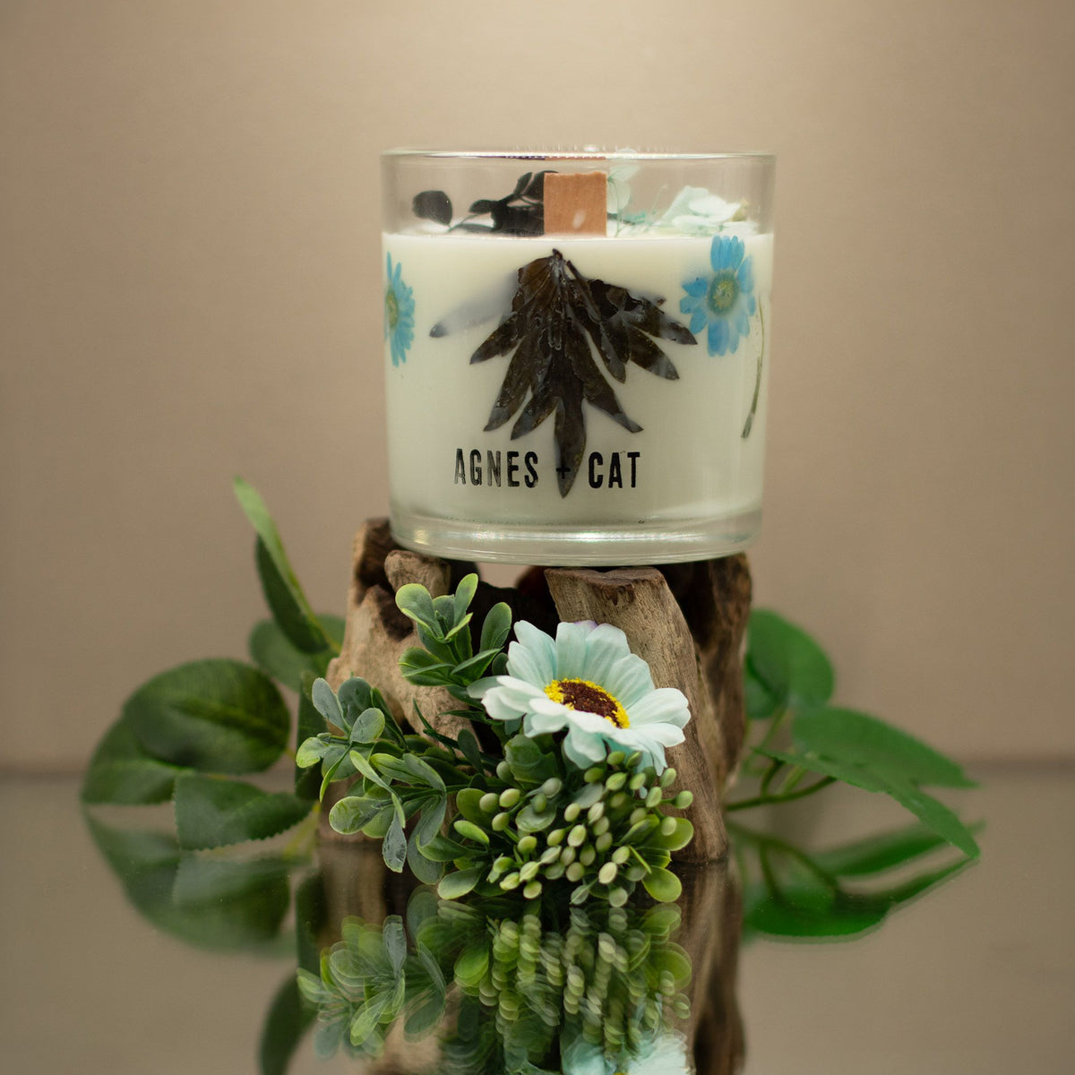 Candela botanica in cera di soia Agnes + Cat — Sale marino e muschio