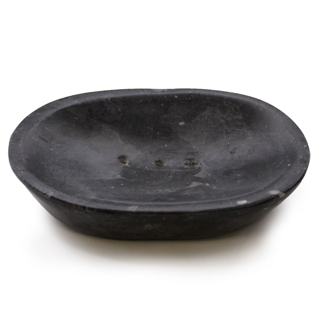 Portasapone ovale in marmo nero