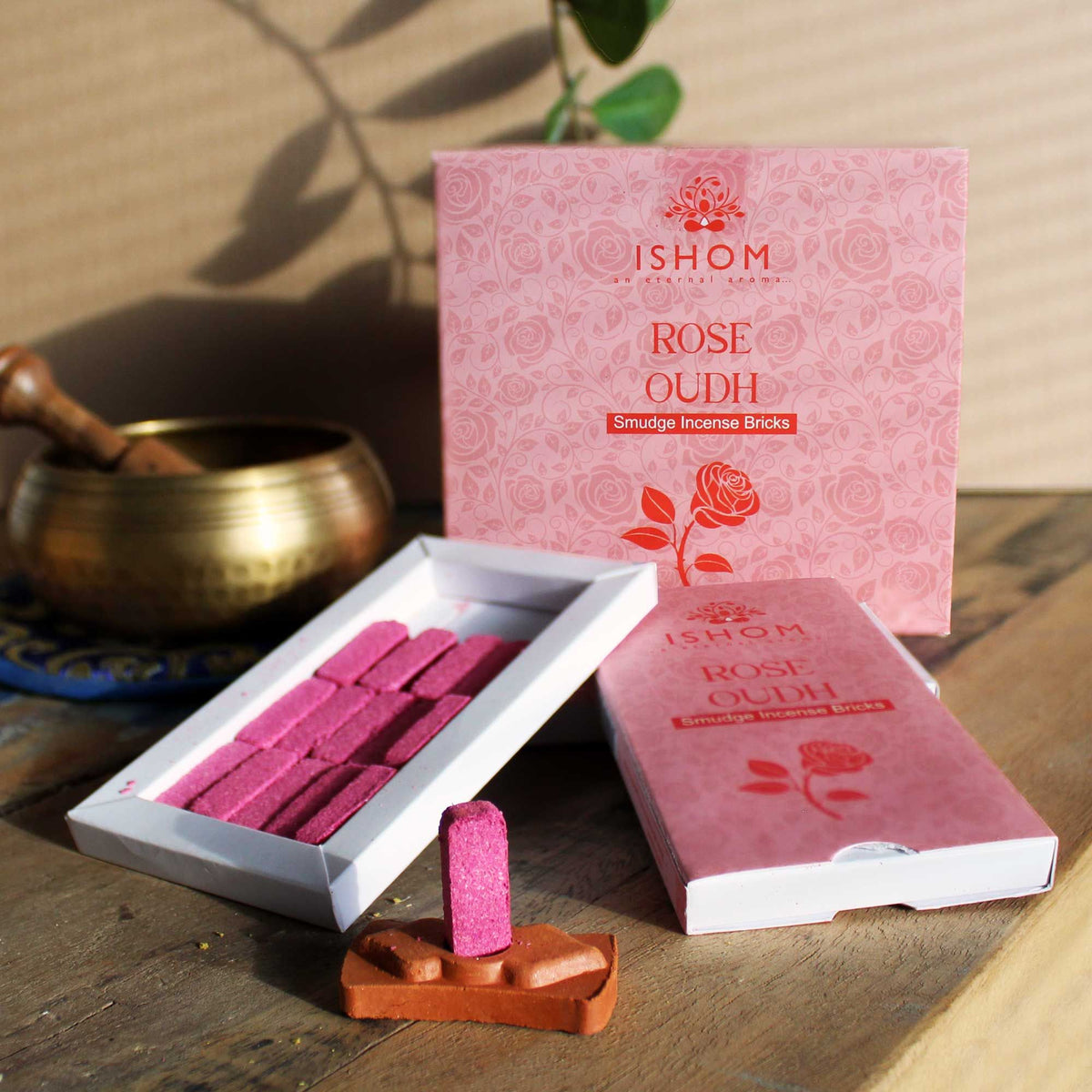 Set 15 mattoncini di incenso e bruciatore — Legno di rosa