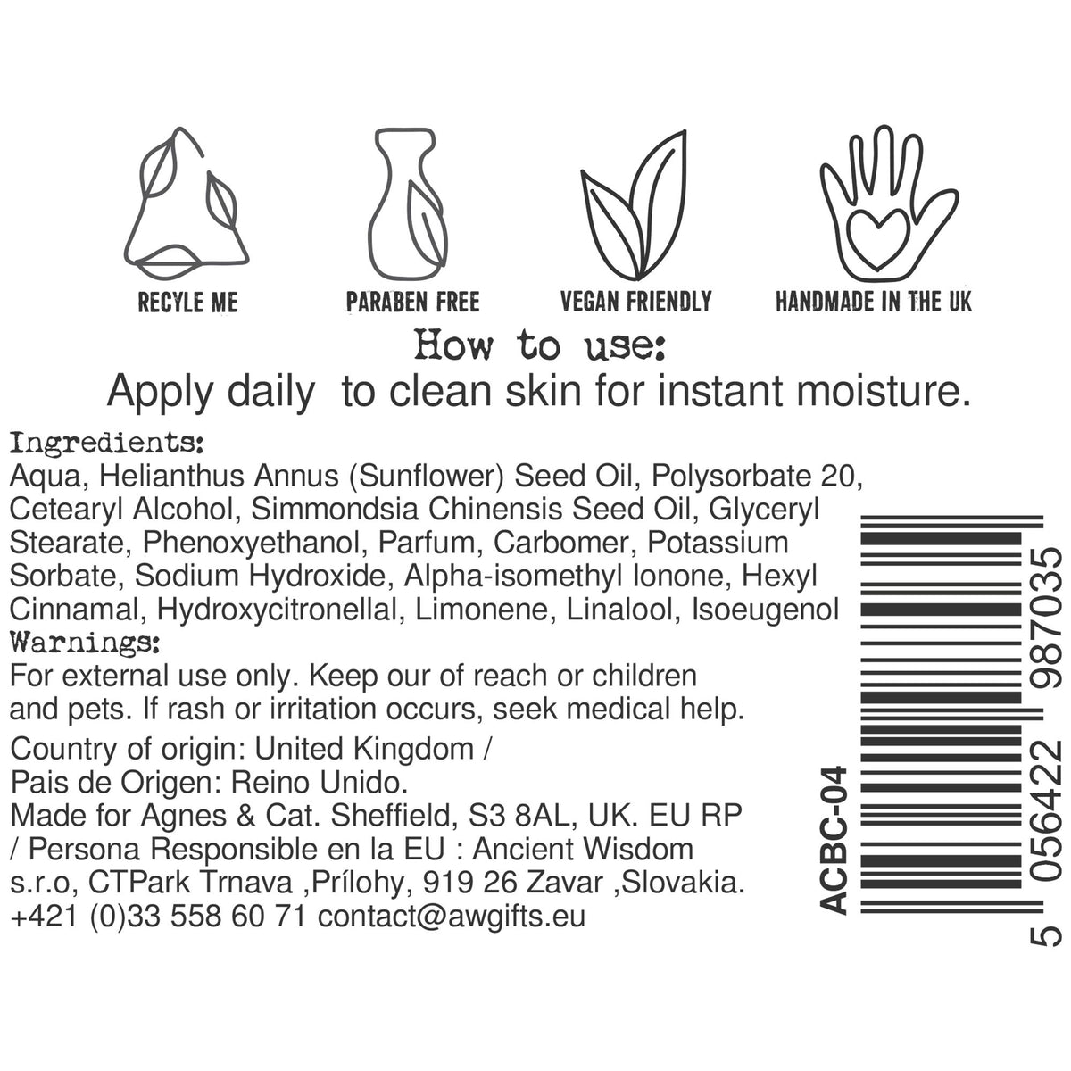 Crema mani e corpo Agnes + Cat — Ritmo marocchino — 300 ml