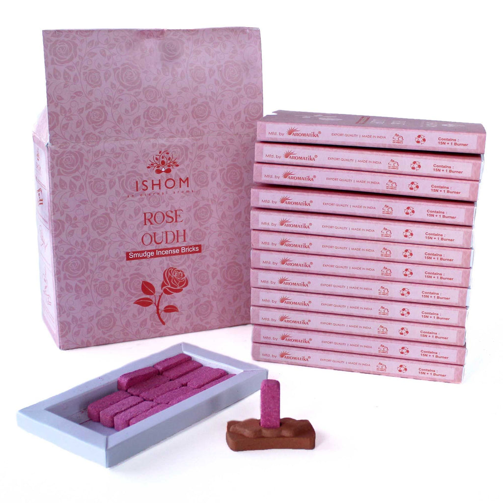 Set 15 mattoncini di incenso e bruciatore — Legno di rosa
