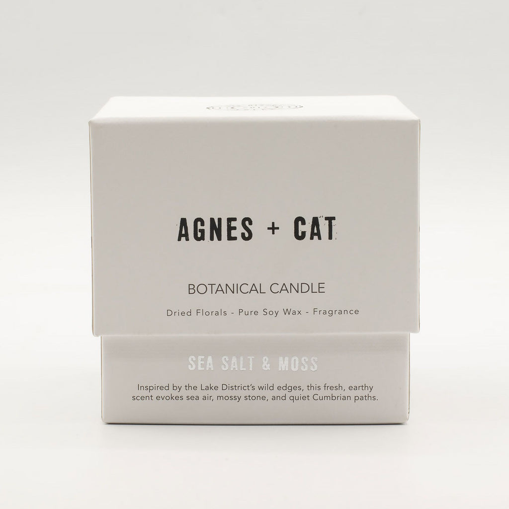 Candela botanica in cera di soia Agnes + Cat — Sale marino e muschio