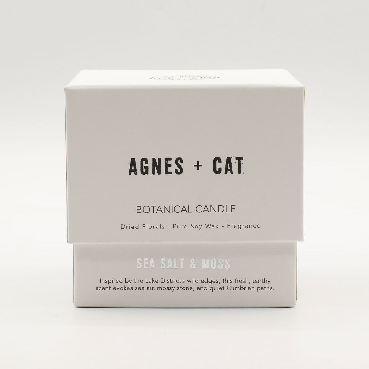 Candela botanica in cera di soia Agnes + Cat — Sale marino e muschio