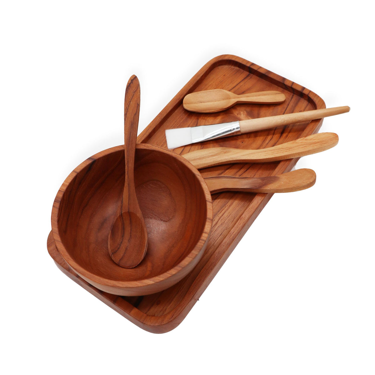 Set in teak per applicare argilla e cera