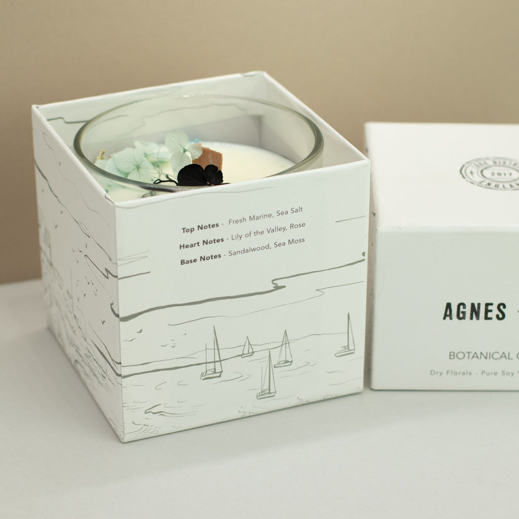 Candela botanica in cera di soia Agnes + Cat — Sale marino e muschio
