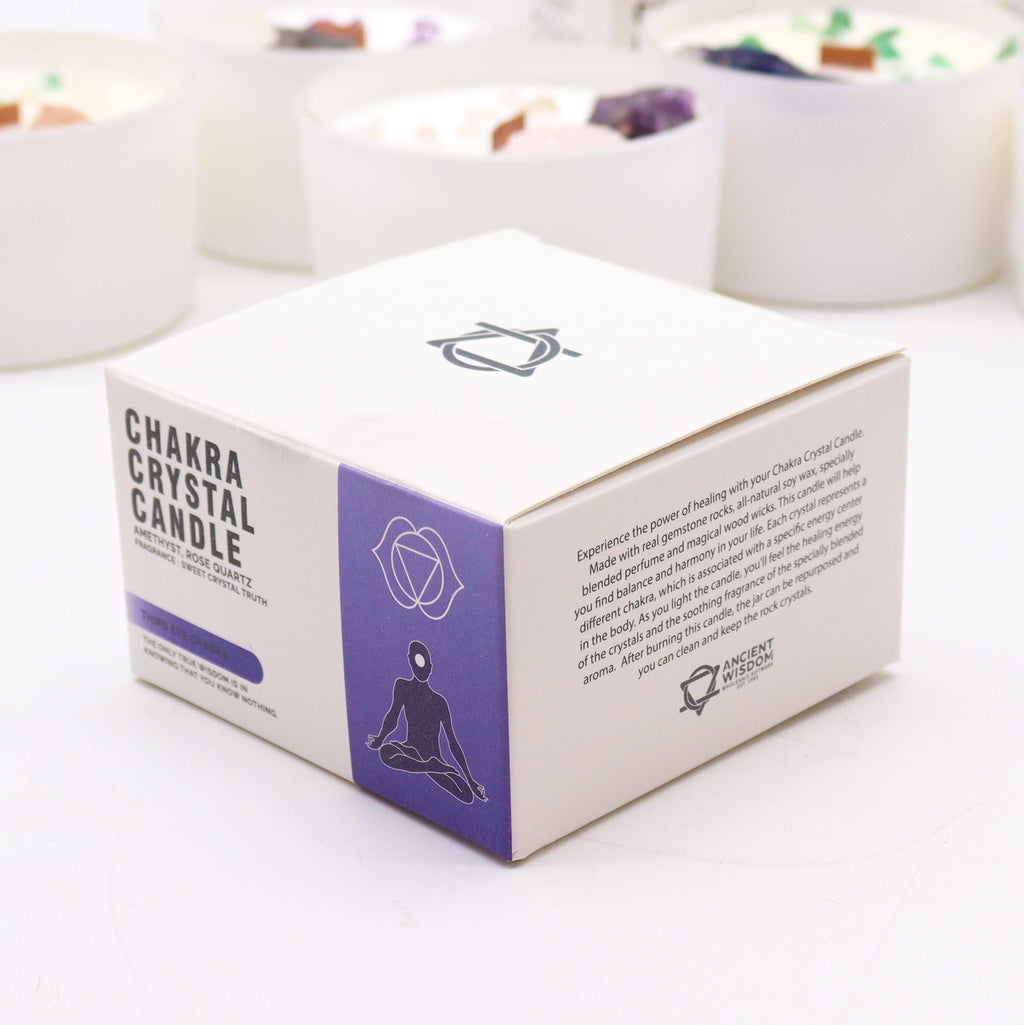 Candela Chakra con cristalli — Terzo occhio