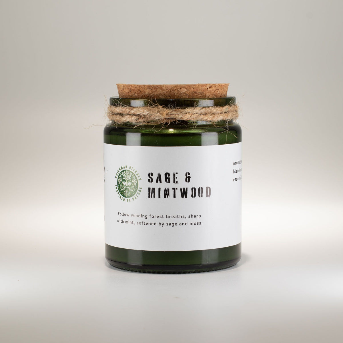 Candela in cera di soia Greenman — Salvia, menta e legni