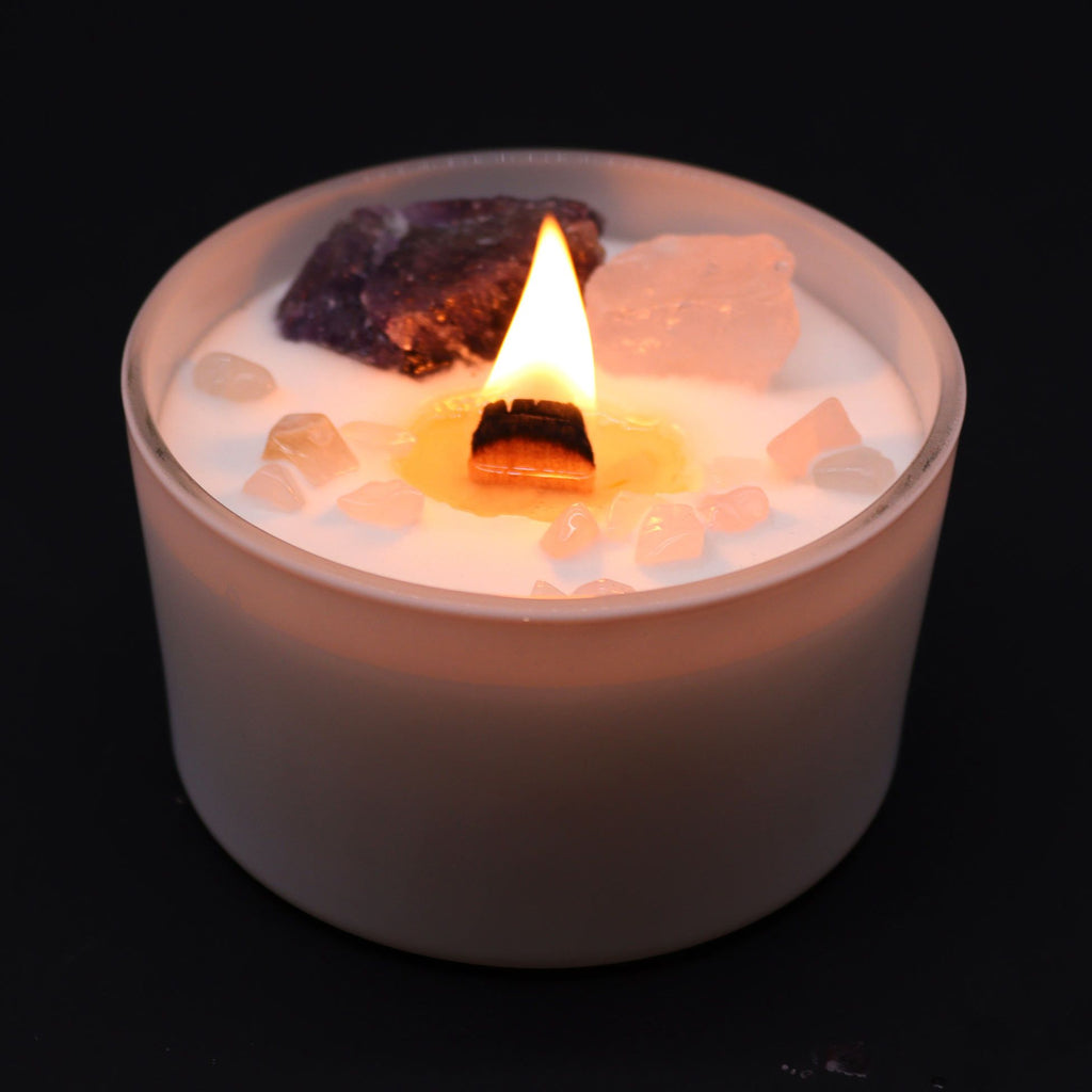Candela Chakra con cristalli — Terzo occhio