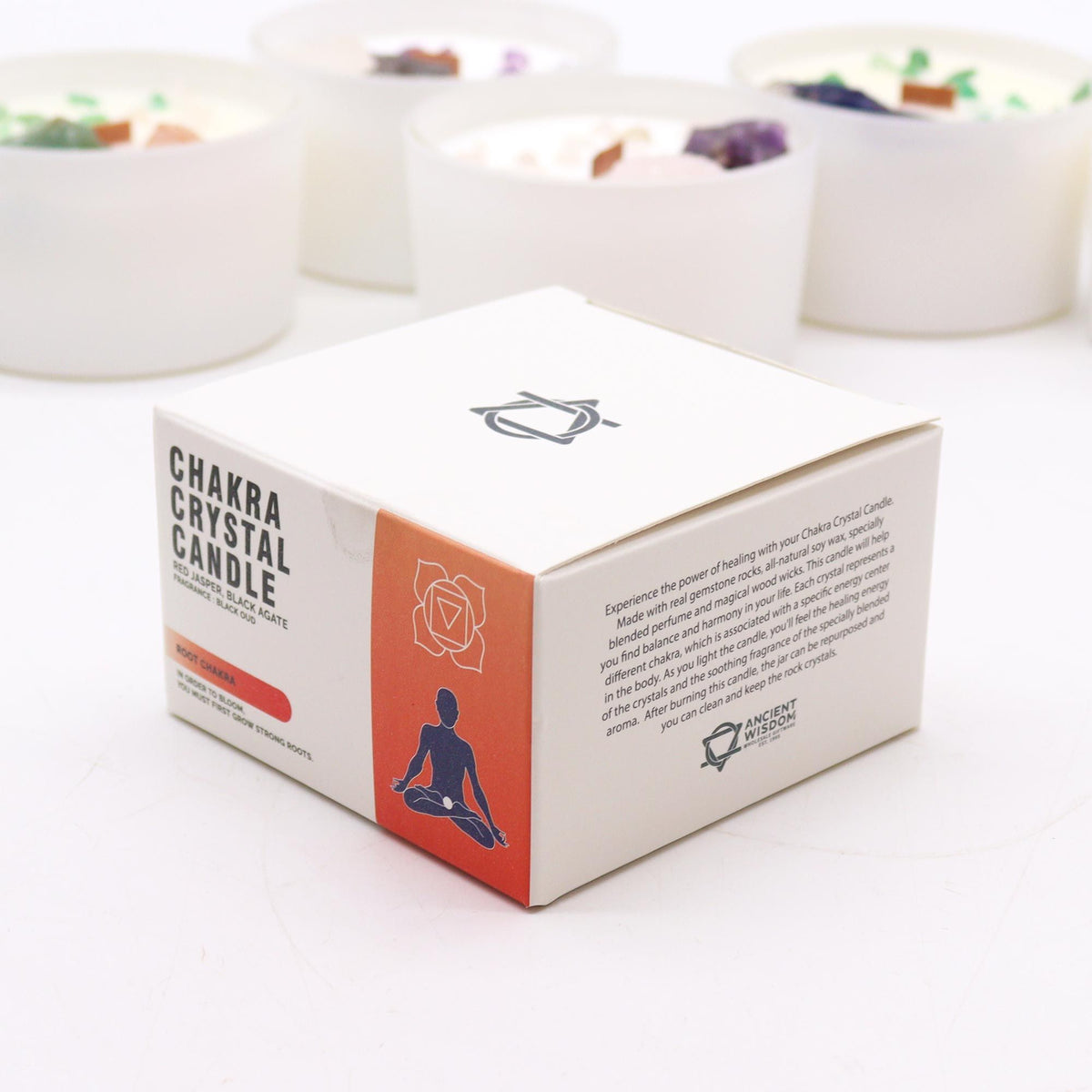 Candela Chakra con cristalli — Radice