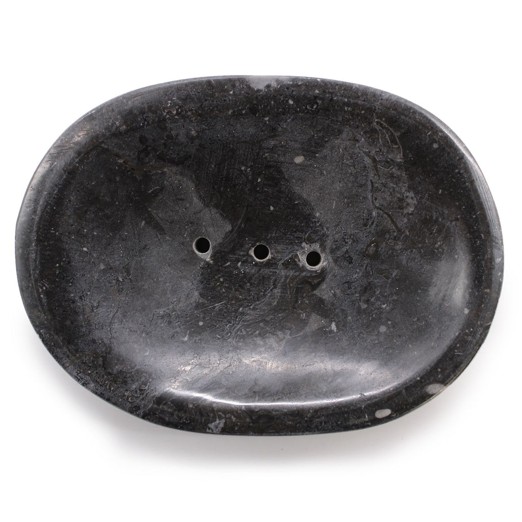 Portasapone ovale in marmo nero