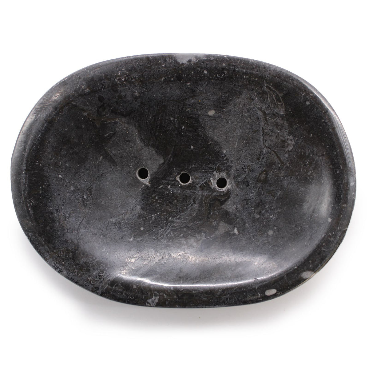 Portasapone ovale in marmo nero