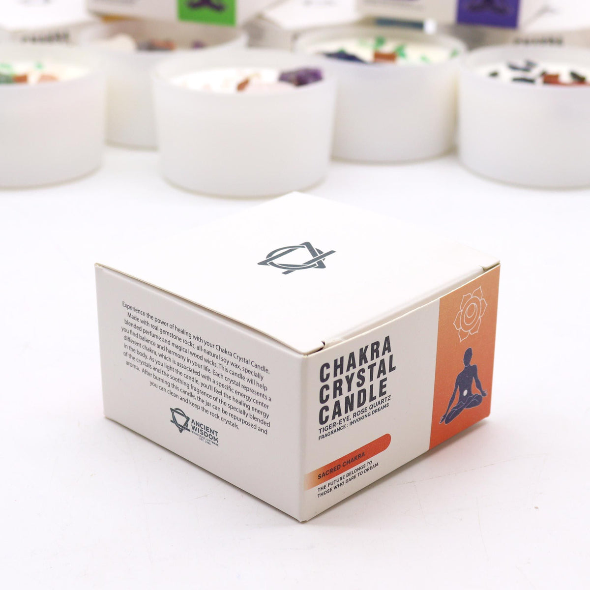 Candela Chakra con cristalli — Sacrale
