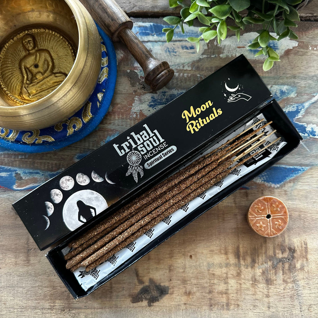 Set incenso e portaincenso in ceramica Tribal Soul — Rituale della luna