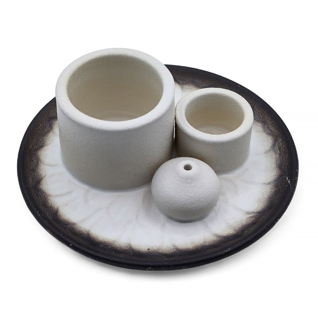 Supporto per Palo Santo e mazzetti aromatici — Mandala bianco e grigio