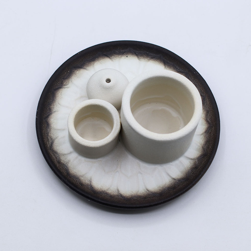 Supporto per Palo Santo e mazzetti aromatici — Mandala bianco e grigio