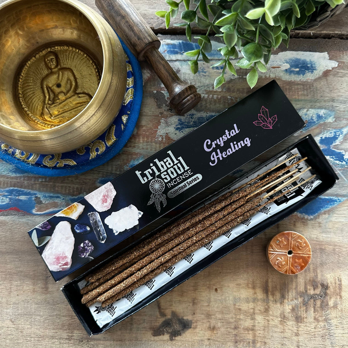 Set incenso e portaincenso in ceramica Tribal Soul — Rituale dei cristalli
