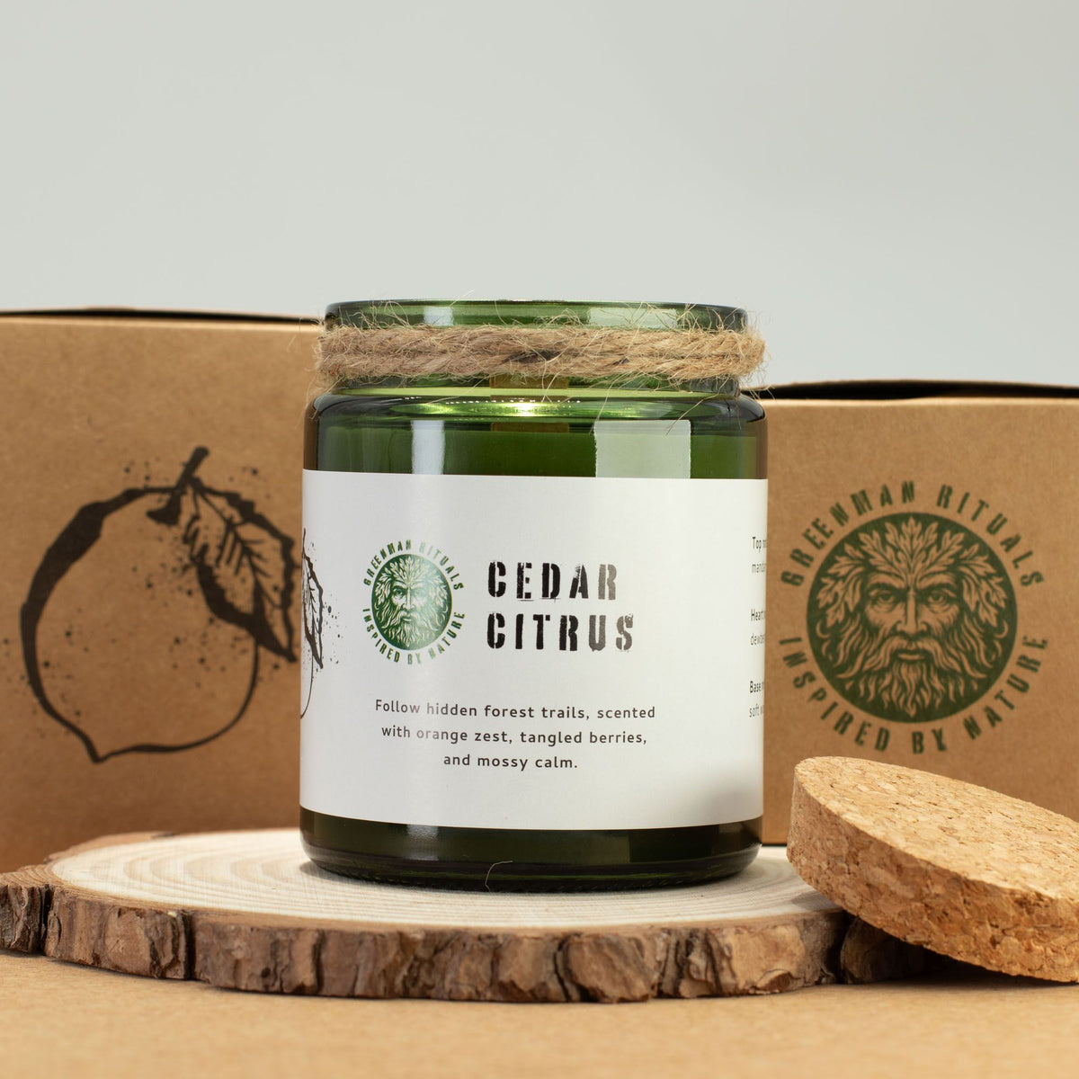 Candela in cera di soia Greenman — Resina del bosco
