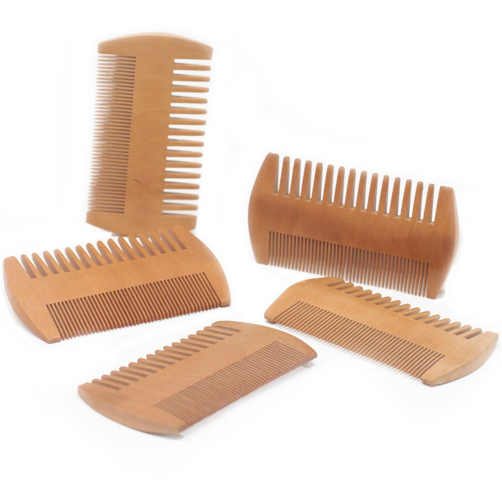 Pettine da barba a due lati in legno di pero
