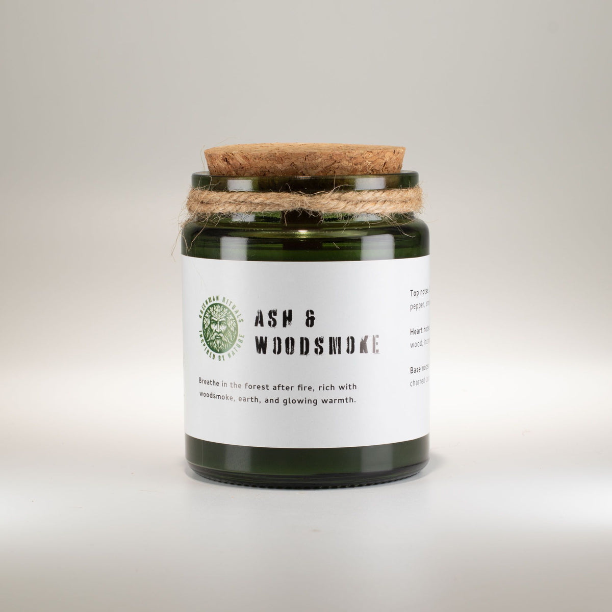 Candela in cera di soia Greenman — Cenere e legna ardente