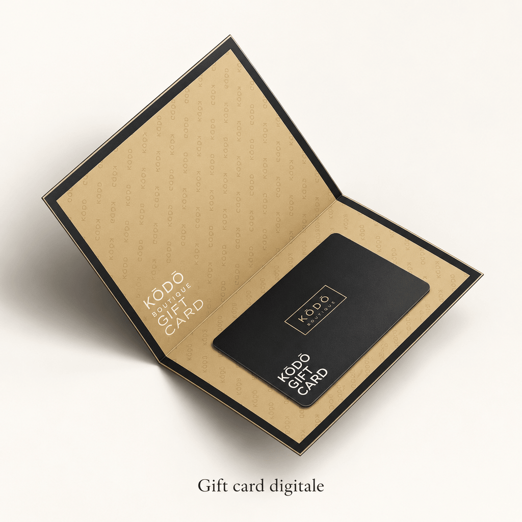 Gift Card digitale Kōdō Boutique – presentazione oro e nero