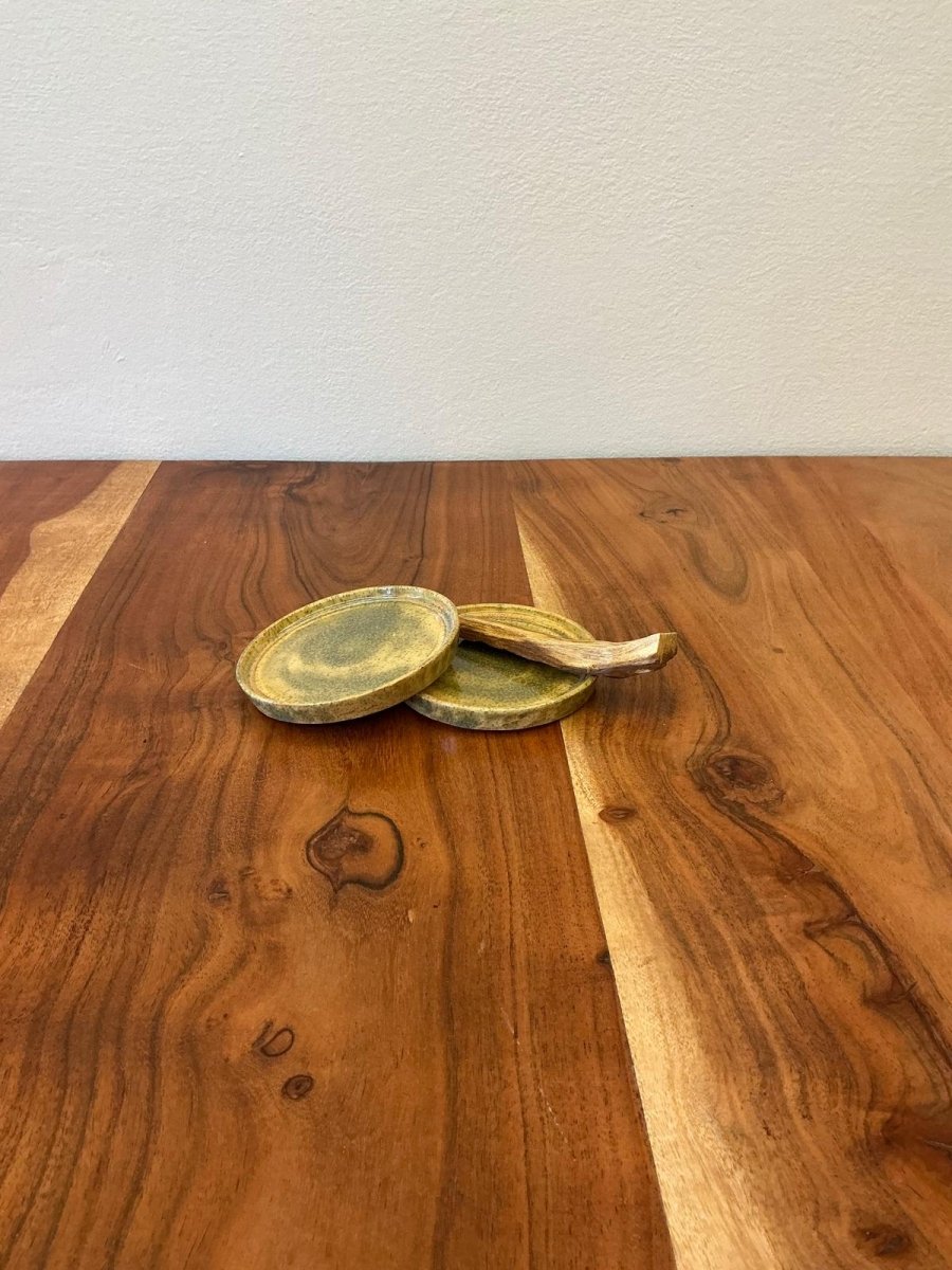 Piattino Porta Incenso/Palo Santo in Gres "Verde Oliva" - Kōdō.boutique