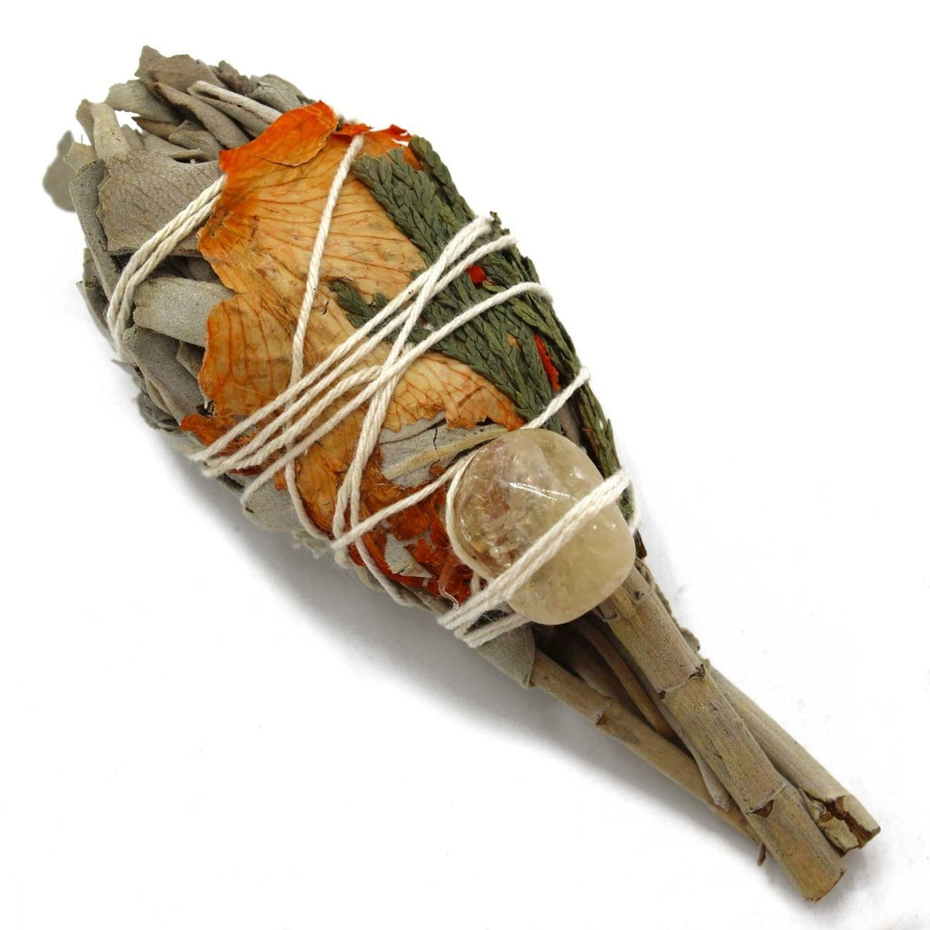 Smudge Stick - Cleansing Energy Sage Torch (citrine) 10cm - Kōdō.boutique
