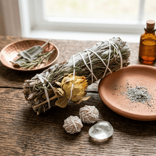 Smudge Stick "Serenità" – Salvia Bianca, Rosmarino e Fiore Sinfonia Gialla - Kōdō.boutique