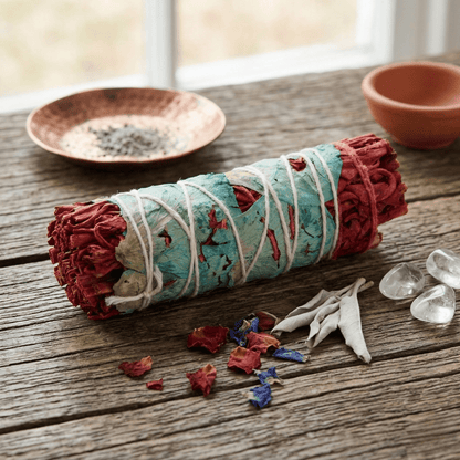 Smudge Stick "Spirito Magico" – Salvia Bianca, Sangue di Drago e Petali di Fiori - Kōdō.boutique