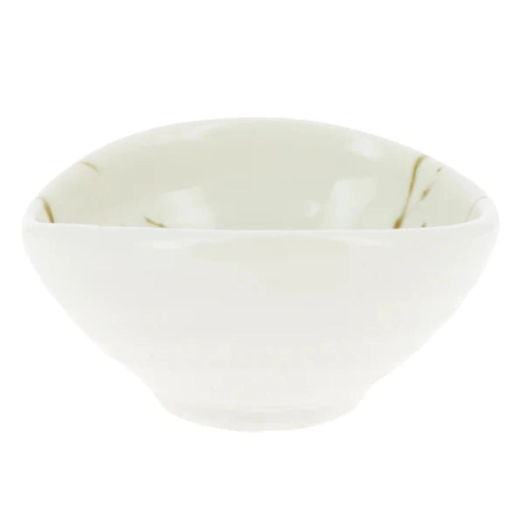 Una ciotola bianca con una striscia dorata per bruciare incenso Funagata