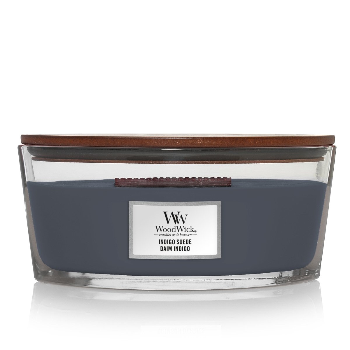 Candela Ellipse, Indigo Suede Wood Wick - Kōdō.boutique