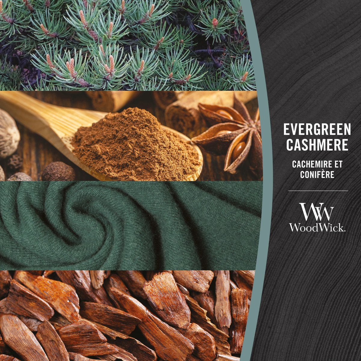 Mini Candela Clessidra, Evergreen Cashmere Wood Wick - Kōdō.boutique